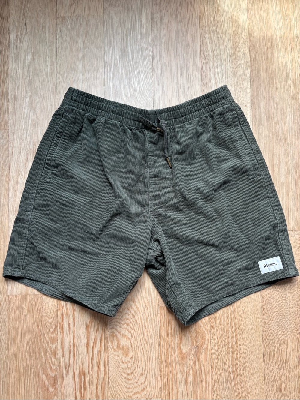 Rhythm Olive Green Corduroy Athletic Shorts